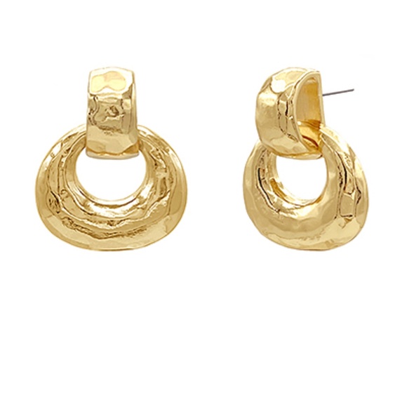 Hammered Gradual Door Knocker Earrings - Picture 1 of 4